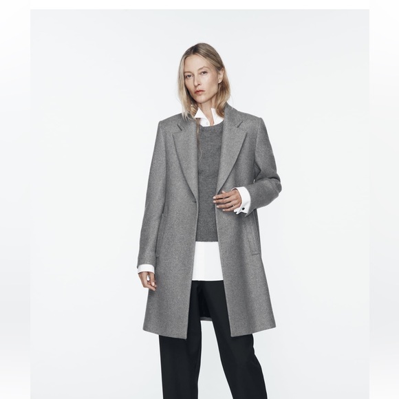 Zara felt texture coat. Gray size medium. New. - Picture 2 of 4